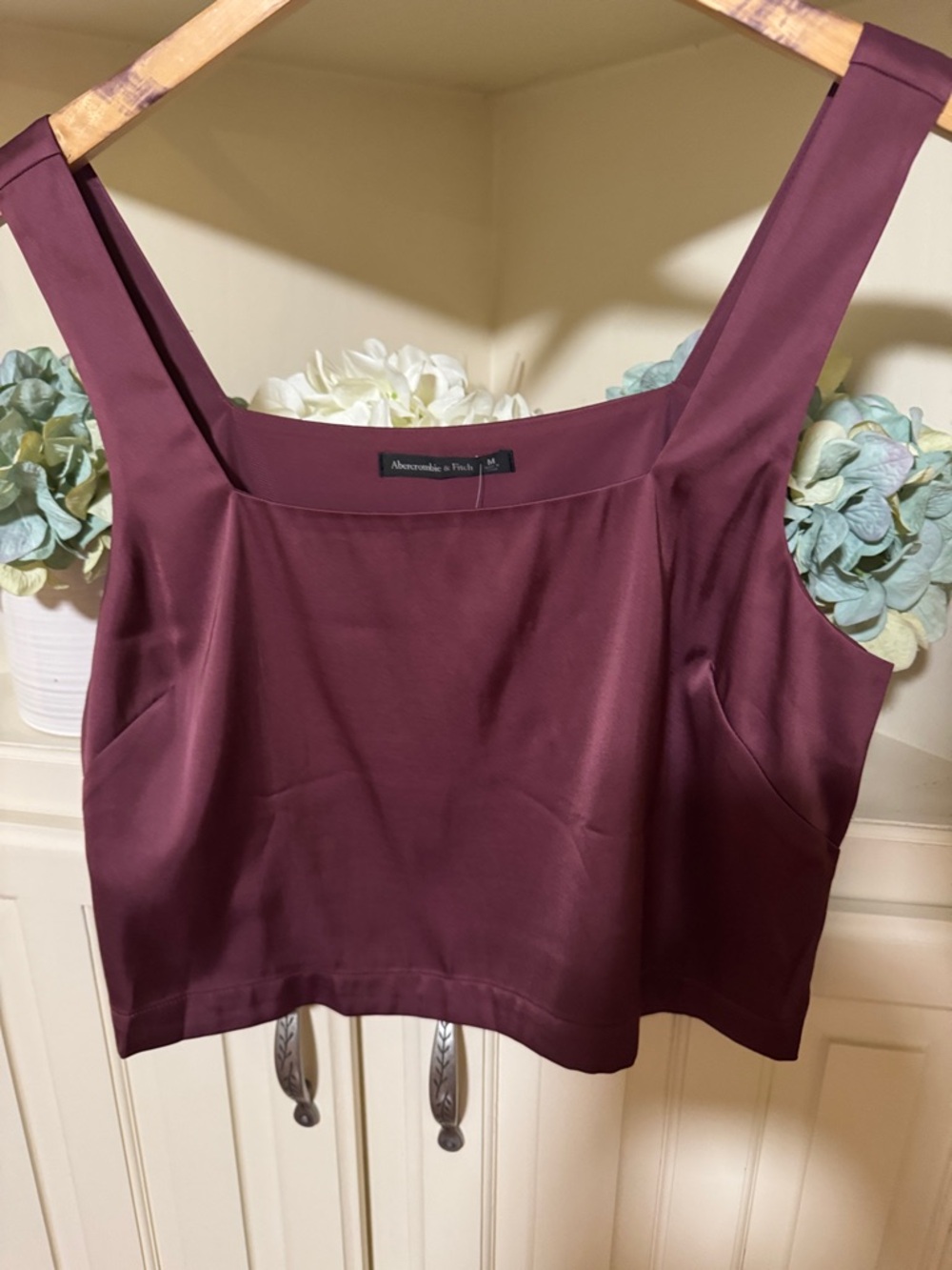 Abercrombie & Fitch Deep Plum Square-Neck Crop Top